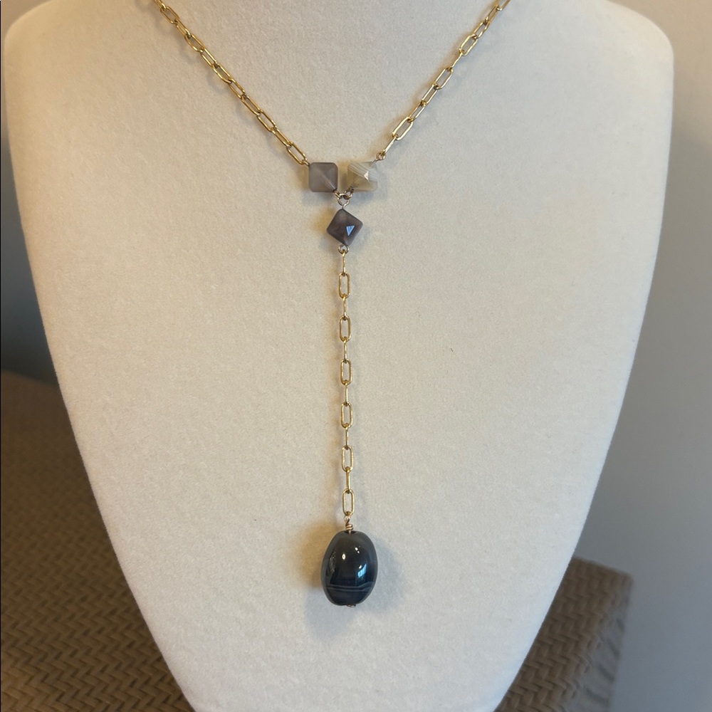 Agate Gemstone GF Chain Y-Necklace
